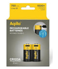 Aqiila oplaadbare CR123A USB-C-batterijen 750 mAh 3 V - 2 stuks