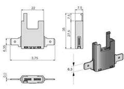 RTA Zekeringhouder steekzekering voor 2x6,35mm, 50 stuks