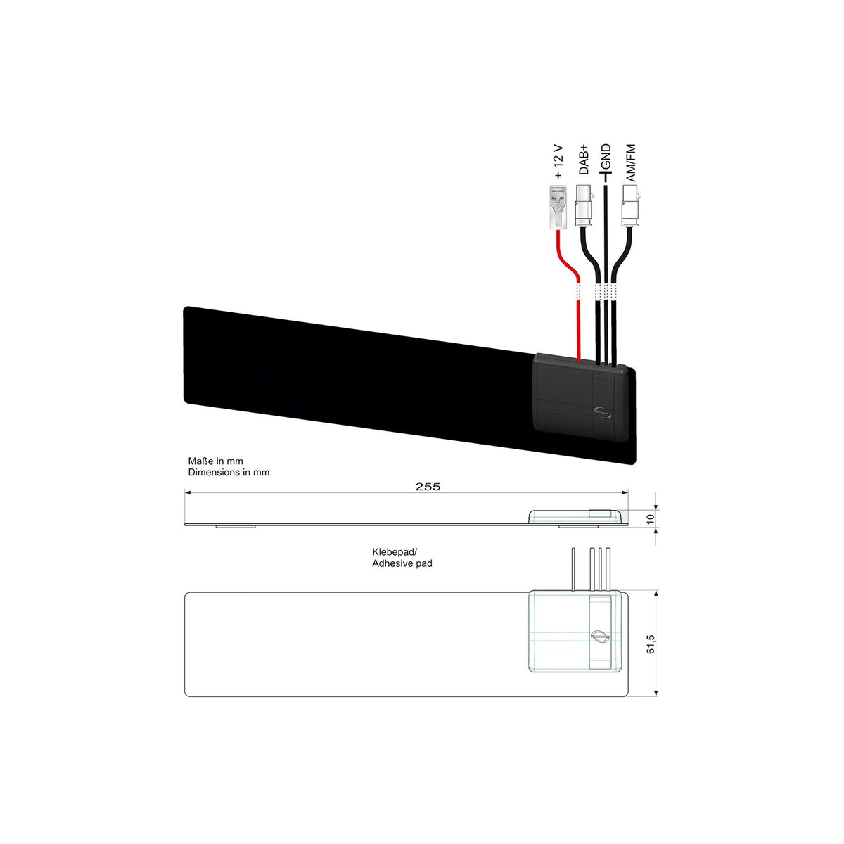 AM-FM- en DAB-antennes 24034578.01 voor universele toepassing