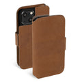 Krusell Leather Phone Wallet Apple iPhone 13 - cognac voor Apple iPhone 13 (2021)