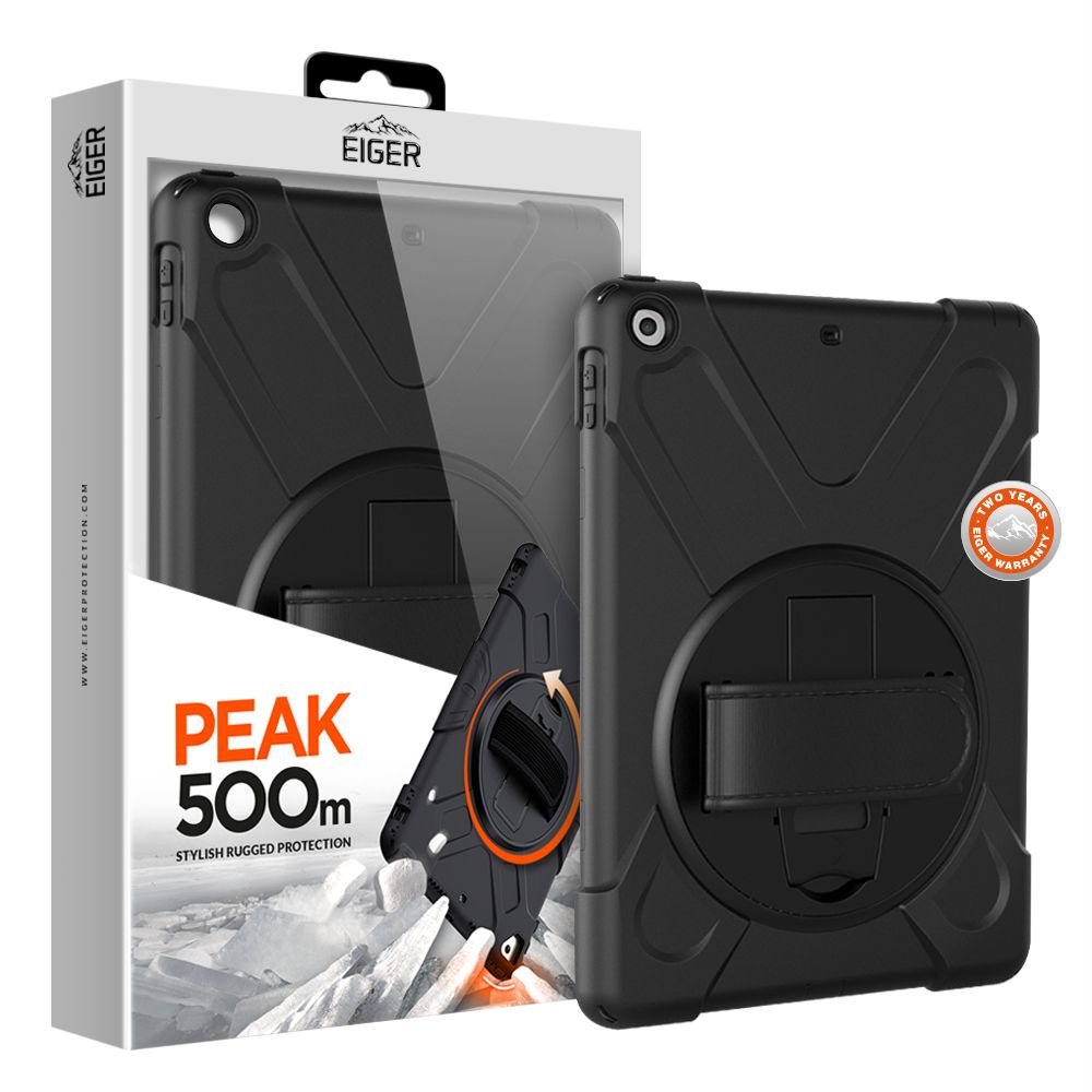 Eiger Peak 500m Apple iPad 10.2 2019/2020- zwart voor Apple iPad 10.2 (2019) (7th Gen) (Lightning) | Apple iPad 10.2 (2020) (8th Gen) (Lightning) | Apple iPad 10.2 (2021) (9th Gen) (Lightning)
