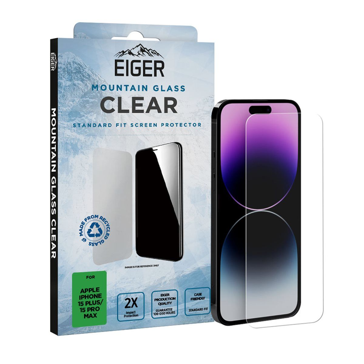 Eiger Mountain Glass Apple iPhone 16 plus/15 Plus/ 15 ProMax voor Apple iPhone 15 Plus (2023) USB-C - Qi - PD) | Apple iPhone 15 Pro Max (2023)