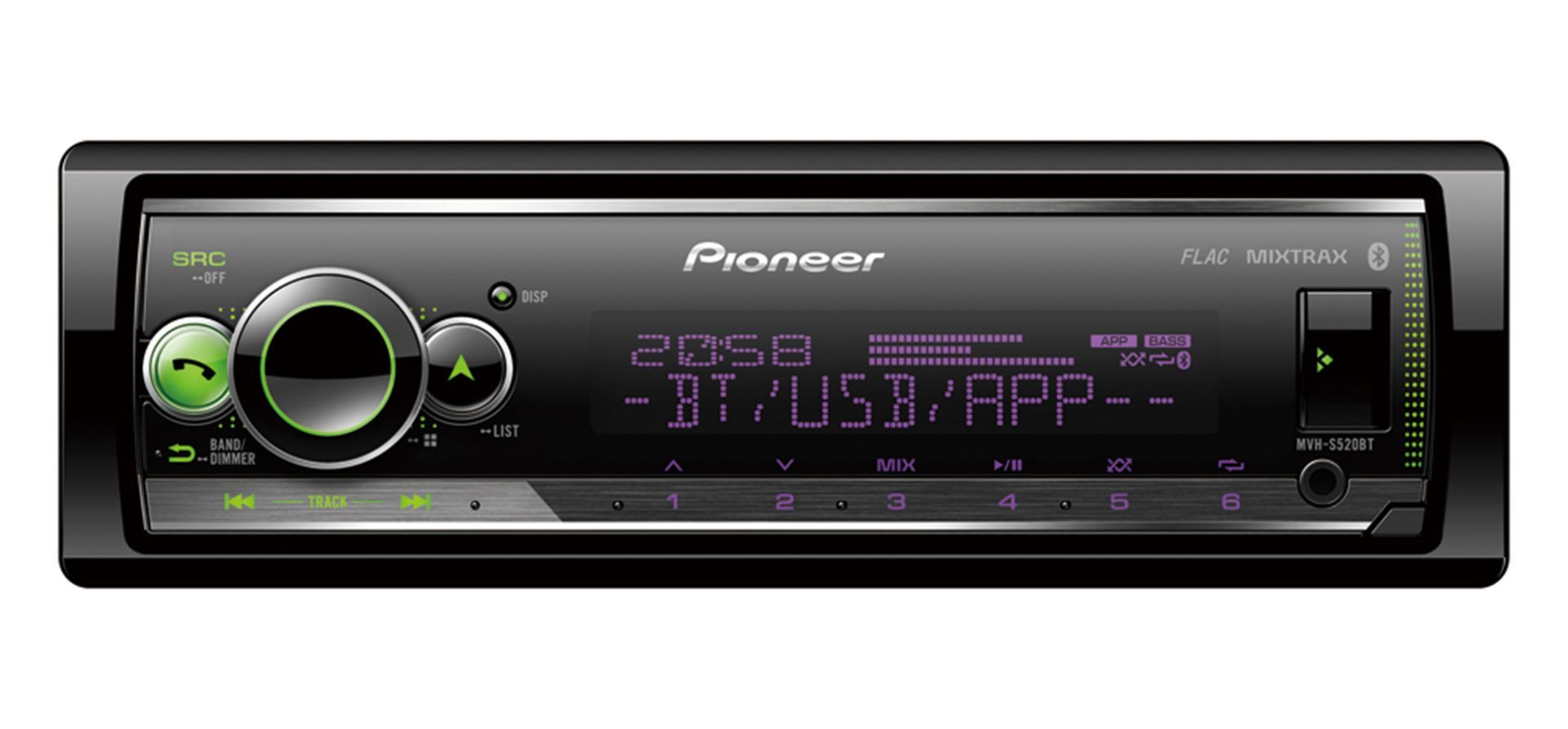 Pioneer MVH-S520BT Receiver 1DIN USB/BT/smart sync - afbeelding 1
