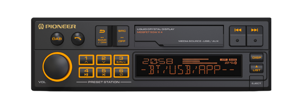 Pioneer 1-DIN retro design SXT-C10PS BT / DAB+ / USB - afbeelding 1