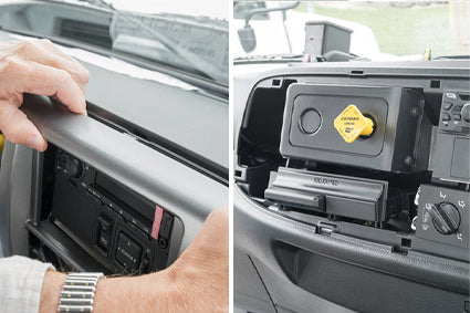 Brodit ProClip 313528 voor Hino 300-series 2005-2023 en Hino 200-series 2005-2022 - montagepositie op dashboard