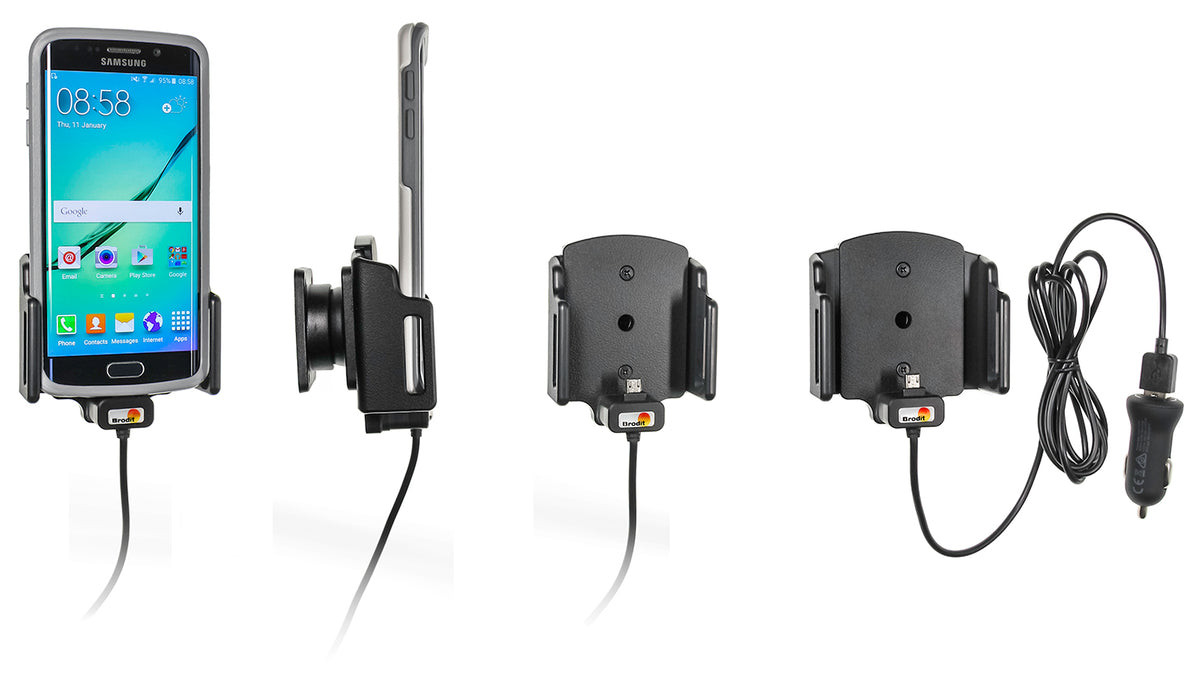 Brodit verstelbare actieve telefoonhouder met Micro-USB 62-77 mm | 521620 - productfoto 1