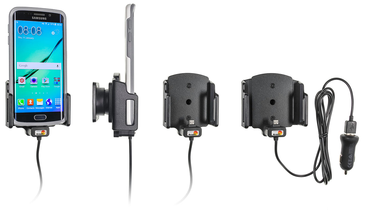 Brodit verstelbare actieve telefoonhouder met Micro-USB 62-77 mm | 521621 - productfoto 1
