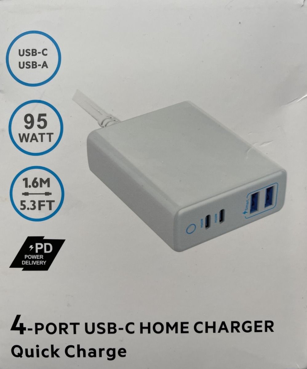 m-use Multi charger 10A 2x USB-A 2x USB-C zwart (PD 3.0) 230V-lader