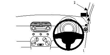Brodit ProClip 604125 voor Fiat 500 2007-2020 - productfoto zwarte ABS montagebasis