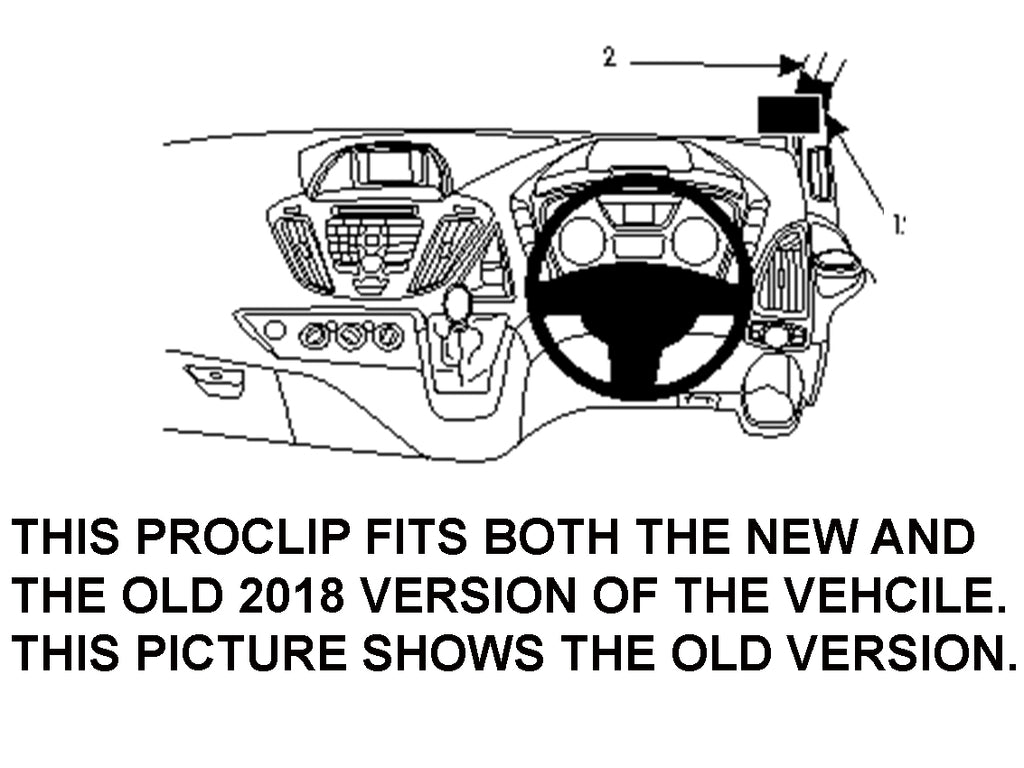 Brodit ProClip 604858 voor Ford Transit Custom 2013-2023 en Ford Tourneo Custom 2013-2018 - productfoto zwarte ABS montagebasis