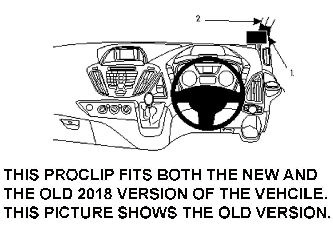 Brodit ProClip 604858 voor Ford Transit Custom 2013-2023 en Ford Tourneo Custom 2013-2018 - productfoto zwarte ABS montagebasis