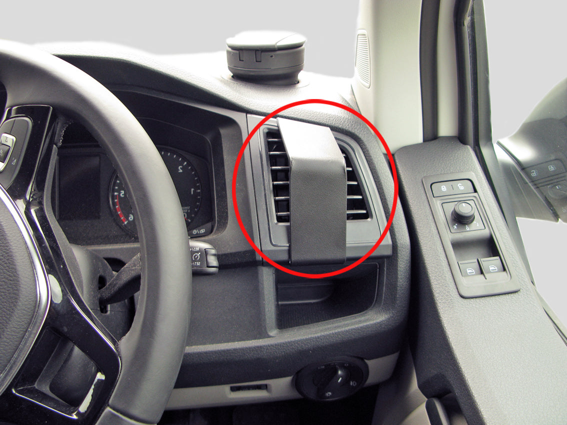 Brodit ProClip 605214 voor Volkswagen T6 Transporter/Pickup 2016-2020 en Volkswagen Caravelle 2016-2020 - productfoto zwarte ABS montagebasis