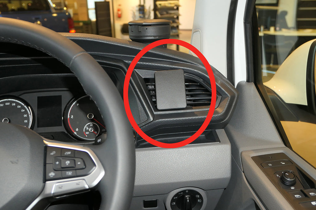 Brodit ProClip 605589 voor Volkswagen T6.1 Transporter/Pickup 2020-2024 en Volkswagen Caravelle 6.1 2021-2024 - productfoto zwarte ABS montagebasis