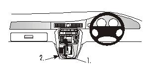 Brodit ProClip 632516 voor Jaguar XJR 1998-2002, Jaguar XJ8 1998-2002 en Jaguar XJ6 1998-2002 - montagepositie op dashboard