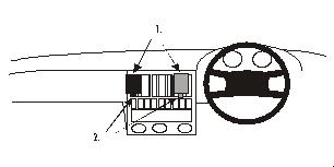 Brodit ProClip 651947 voor Audi Quattro 1989-2002, Audi Coupé 1989-2002 e.a. - montagepositie op dashboard