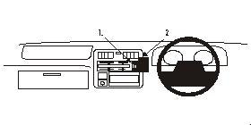 Brodit ProClip 652219 voor Toyota HiAce 1996-2012 en Toyota HiAce 1996-2006 - montagepositie op dashboard