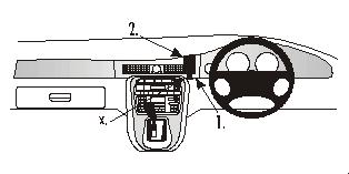 Brodit ProClip 652515 voor Jaguar XJR 1998-2002, Jaguar XJ8 1998-2002 en Jaguar XJ6 1998-2002 - montagepositie op dashboard