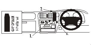Brodit ProClip 652594 voor Toyota HiLux Tundra 1999-2004 en Toyota HiLux 1998-2005 - montagepositie op dashboard