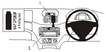 Brodit ProClip 653044 voor Citroen Pluriel 2003-2005, Citroen C3 2002-2005 en Citroen C2 2003-2005 - productfoto zwarte ABS montagebasis