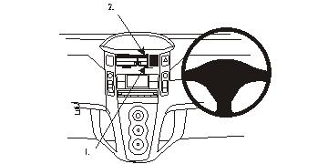 Brodit ProClip 653741 voor Toyota Yaris 2006-2011 - productfoto zwarte ABS montagebasis