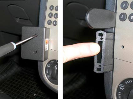 Brodit ProClip 653956 voor Holden Corsa 2007-2008, Opel Corsa 2007-2014 en Vauxhall Corsa 2007-2014 - detail van dashboardmontage