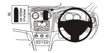 Brodit ProClip 654897 voor Dacia Sandero 2013-2021 en Dacia Logan 2013-2021 - productfoto zwarte ABS montagebasis