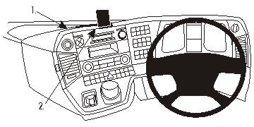 Brodit ProClip 654900 voor Mercedes Benz Arocs 2014-2019, Mercedes Benz Antos 2013-2019 en Mercedes Benz Actros 4 2013-2019 - productfoto zwarte ABS montagebasis