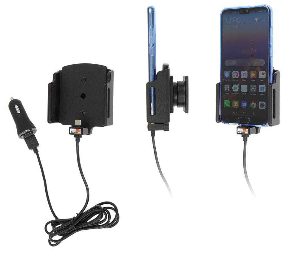 Brodit verstelbare actieve telefoonhouder met USB-C 70-83 mm | 721203 - productfoto 6
