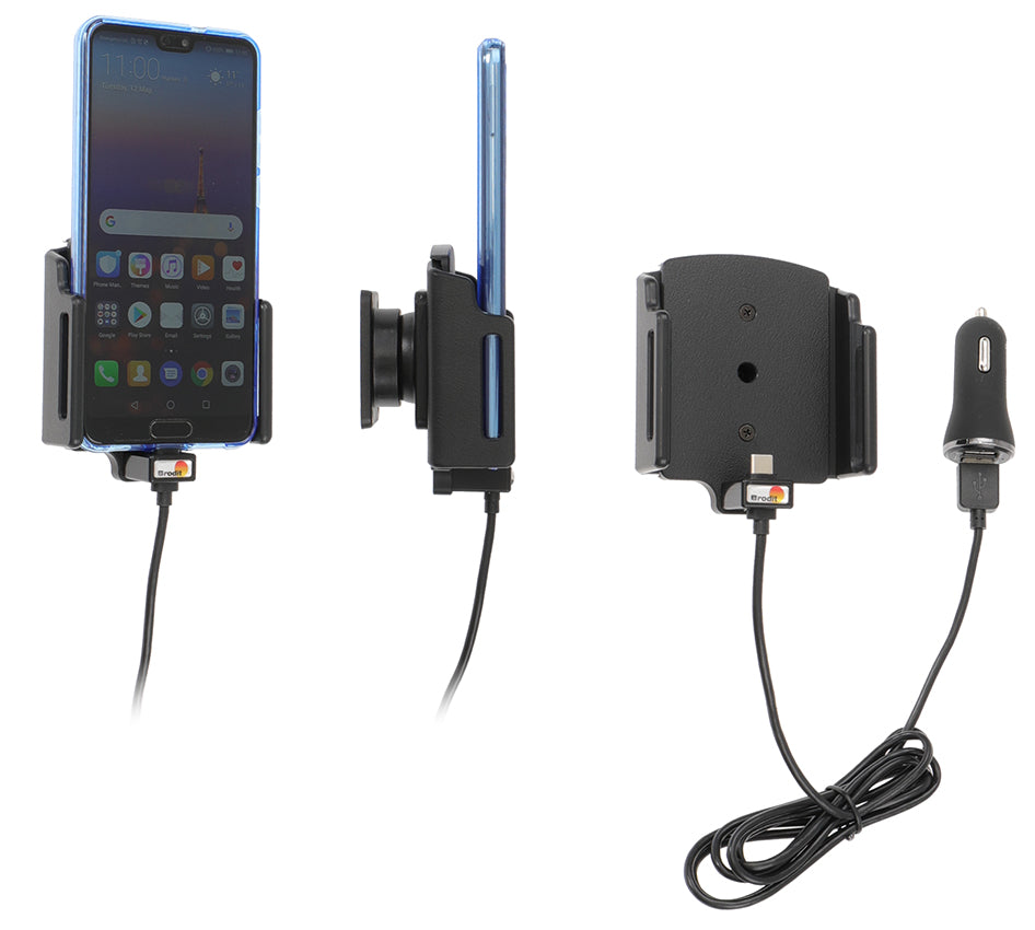 Brodit verstelbare actieve telefoonhouder met USB-C 70-83 mm | 721203 - productfoto 1