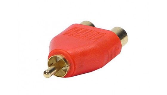 RTA audioadapter 1x RCA M - 2x RCA F rood Y adapter