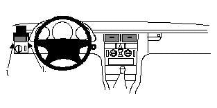Brodit ProClip 802199 voor Mercedes Benz E-Class, Stationwagon 1995-2002, Mercedes Benz E-Class, Sedan 1995-2001 en Mercedes Benz E-Class, Coupé 1995-2001 - montagepositie op dashboard