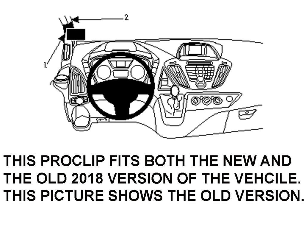 Brodit ProClip 804858 voor Ford Transit Custom 2013-2023 en Ford Tourneo Custom 2013-2018 - productfoto zwarte ABS montagebasis