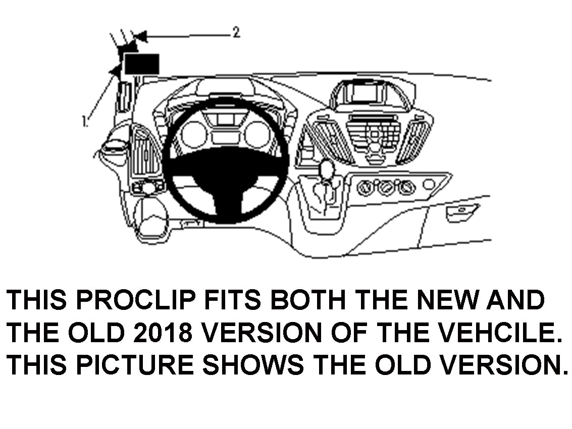 Brodit ProClip 804858 voor Ford Transit Custom 2013-2023 en Ford Tourneo Custom 2013-2018 - productfoto zwarte ABS montagebasis