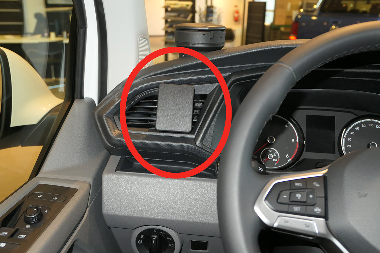 Brodit ProClip 805589 voor Volkswagen T6.1 Transporter/Pickup 2020-2024 en Volkswagen Caravelle 6.1 2021-2024 - productfoto zwarte ABS montagebasis