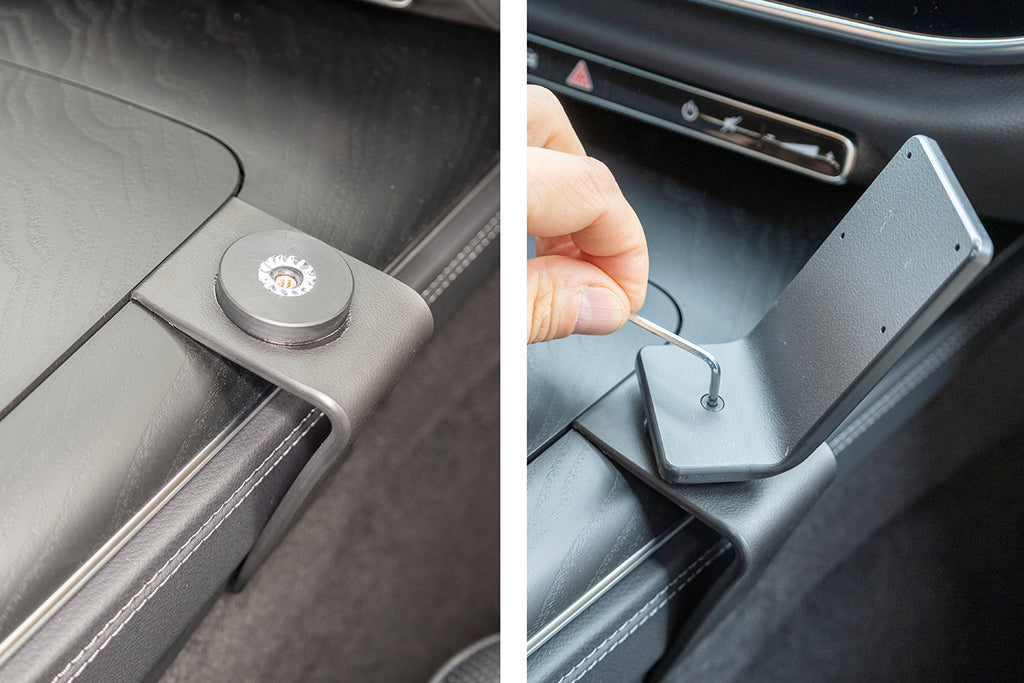 Brodit ProClip 836135 voor Mercedes Benz E-Class, Stationwagon 2024-2026 en Mercedes Benz E-Class, Sedan 2024-2026 - detail van dashboardmontage