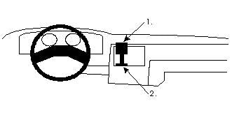 Brodit ProClip 851543 voor Ford Orion 1986-1990 en Ford Escort 1986-1990 - montagepositie op dashboard