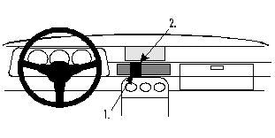 Brodit ProClip 851554 voor Porsche 944 1982-1985 en Porsche 924 1976-1988 - montagepositie op dashboard