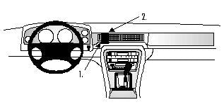 Brodit ProClip 851575 voor Daimler 4.0 1987-1998 en Jaguar XJ6 1987-1998 - montagepositie op dashboard