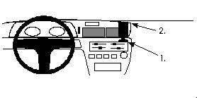Brodit ProClip 851826 voor Toyota Carina 1988-1991 - montagepositie op dashboard