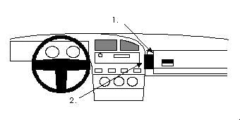 Brodit ProClip 851903 voor Volkswagen Passat 1988-1993 en Volkswagen Corrado 1989-1993 - montagepositie op dashboard