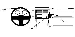 Brodit ProClip 851943 voor Ford Sierra 1992-2004 - montagepositie op dashboard