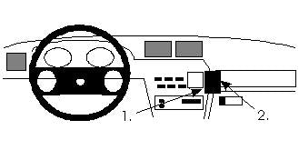 Brodit ProClip 851989 voor Opel Vectra A 1989-1995 en Opel Calibra 1991-1997 - montagepositie op dashboard