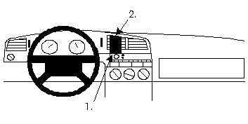 Brodit ProClip 852034 voor Volkswagen Passat 1994-1996 en Volkswagen Passat 1994-1997 - montagepositie op dashboard