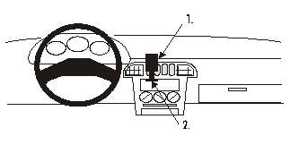 Brodit ProClip 852038 voor Nissan Micra 1993-1997 - montagepositie op dashboard