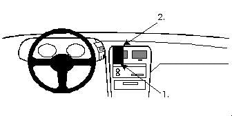 Brodit ProClip 852053 voor Nissan 300 ZX 1990-1996 - montagepositie op dashboard