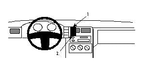Brodit ProClip 852058 voor Seat Inca 1993-2005, Seat Ibiza 1993-1999 e.a. - montagepositie op dashboard