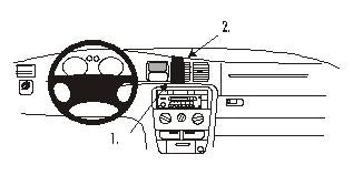Brodit ProClip 852226 voor Opel Vectra B 1996-2001 - montagepositie op dashboard