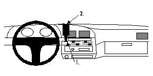 Brodit ProClip 852482 voor Toyota Pick Up 1989-1995, Toyota HiLux 1989-1997 e.a. - montagepositie op dashboard
