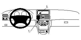 Brodit ProClip 852491 voor Toyota Corolla 1998-1999 - montagepositie op dashboard