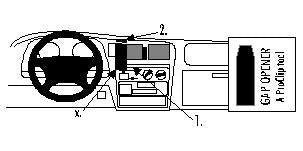 Brodit ProClip 852594 voor Toyota HiLux Tundra 1999-2004 en Toyota HiLux 1998-2005 - montagepositie op dashboard
